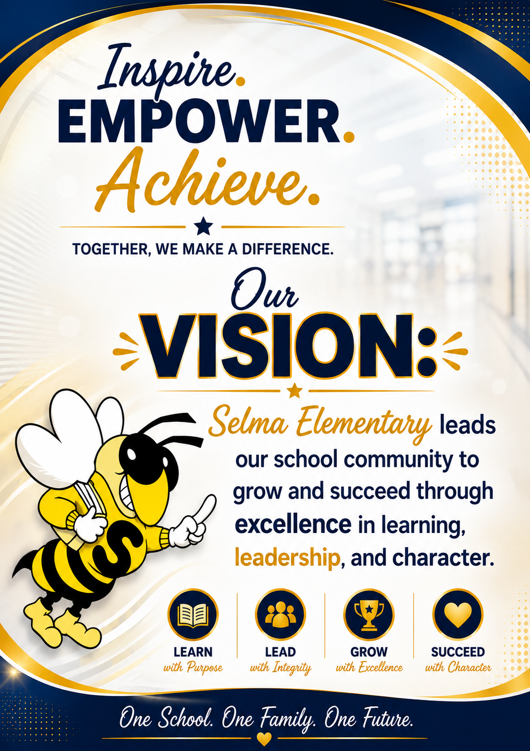 Our Vision: Selma Elementary leads our school community to grow and succeed through excellence in learning, leadership, and character.