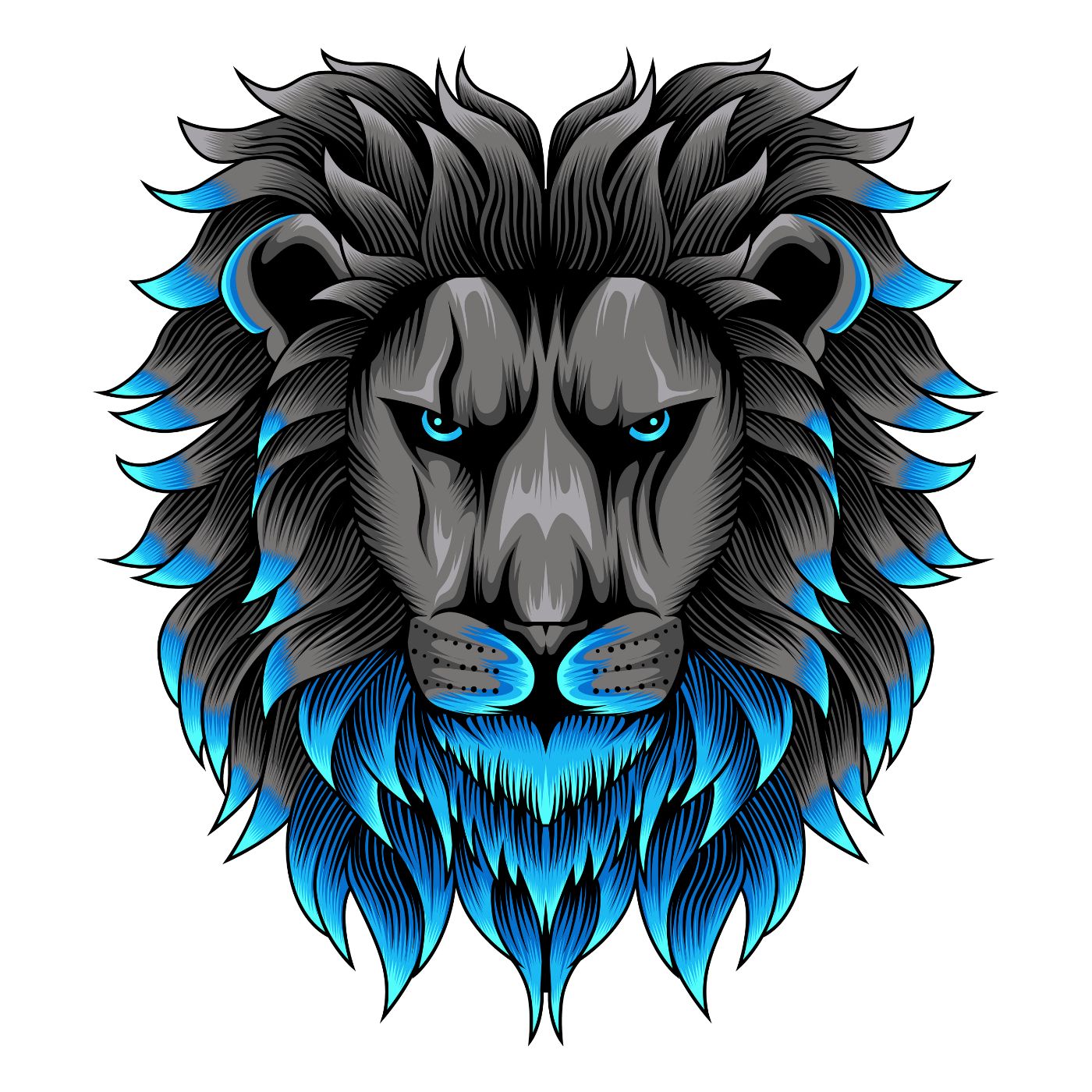 Cartoon portrait of a male lion