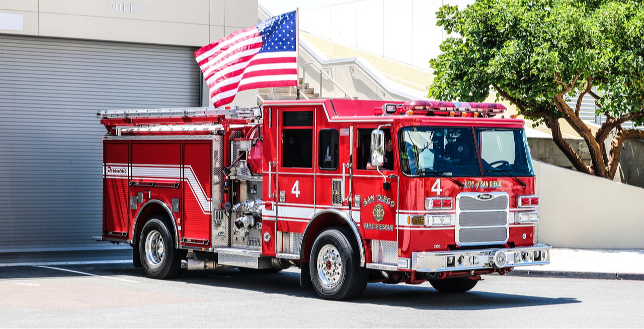 Fire Truck with American flag