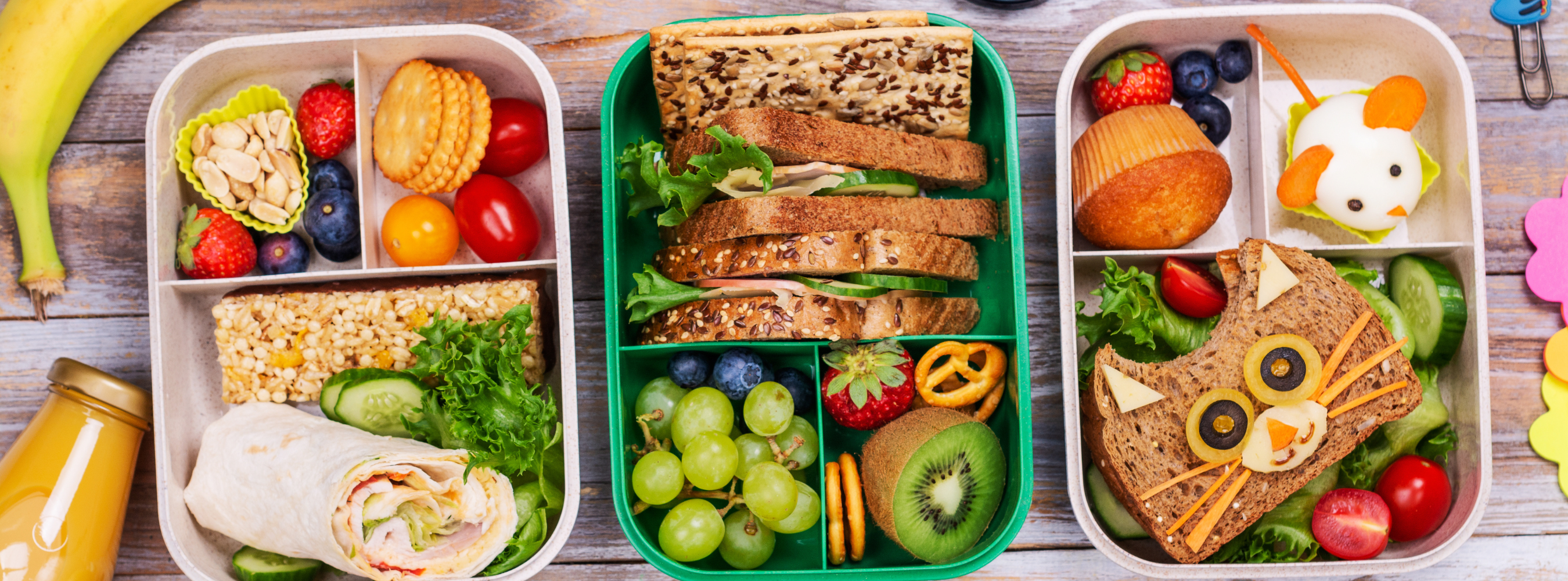 Trays of breakfast food