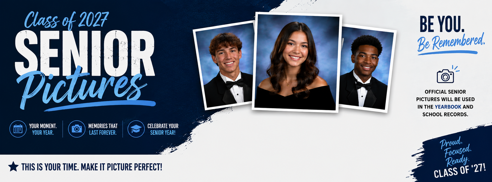 Image with three example pictures of high school seniors