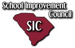 "School Improvement Council" with SIC overlaid an outline of the state South Carolina