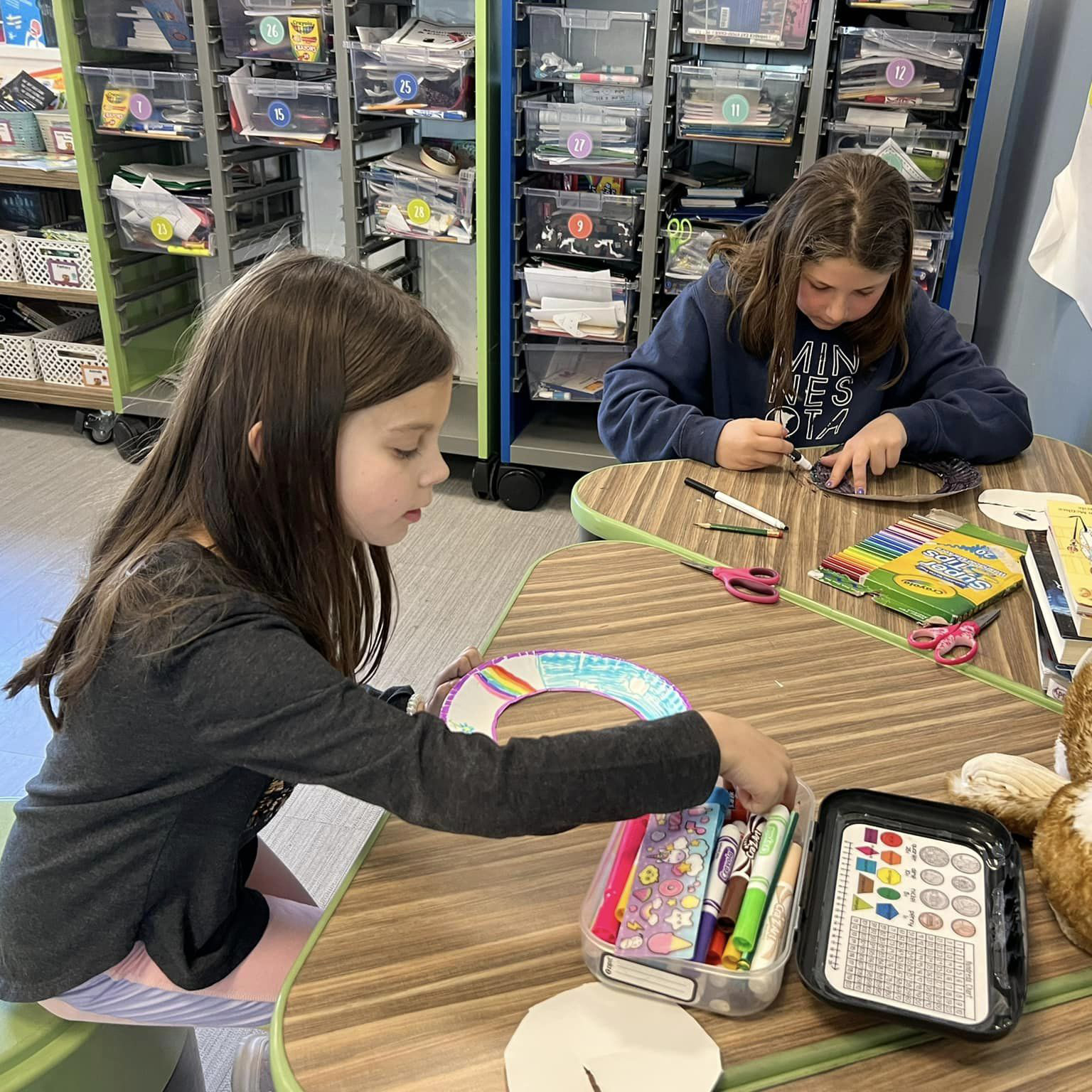 Students working on their assignment at a table