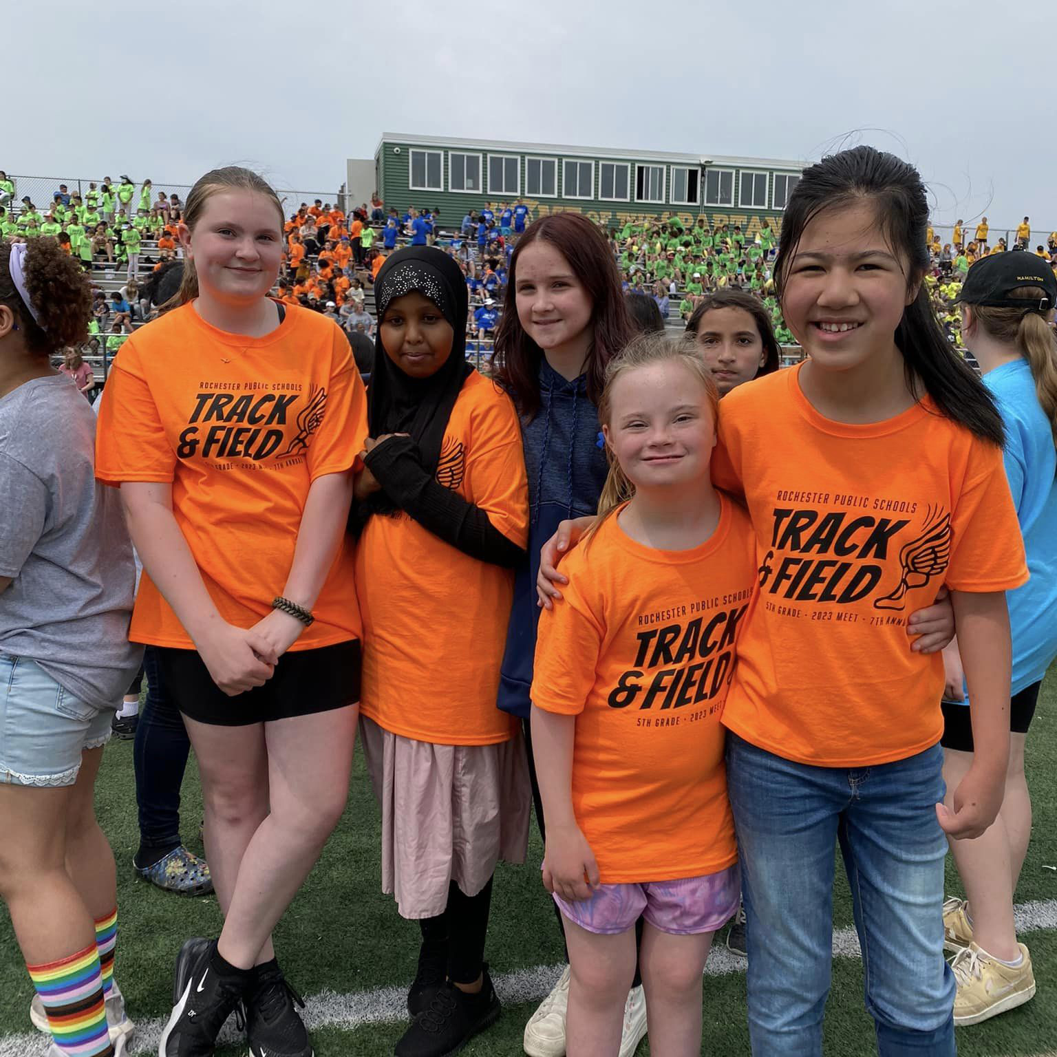 Fifth grade students at the all city track meet