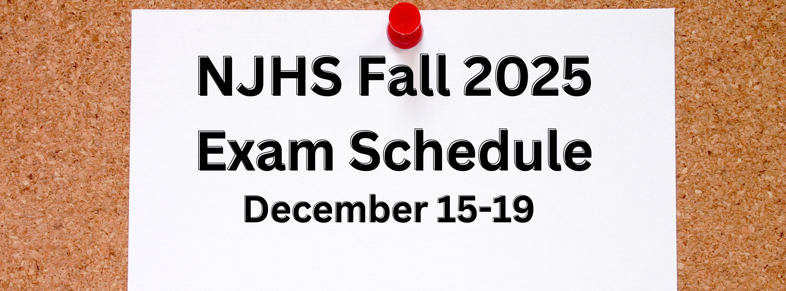 Fall Testing Schedule, December 15-19