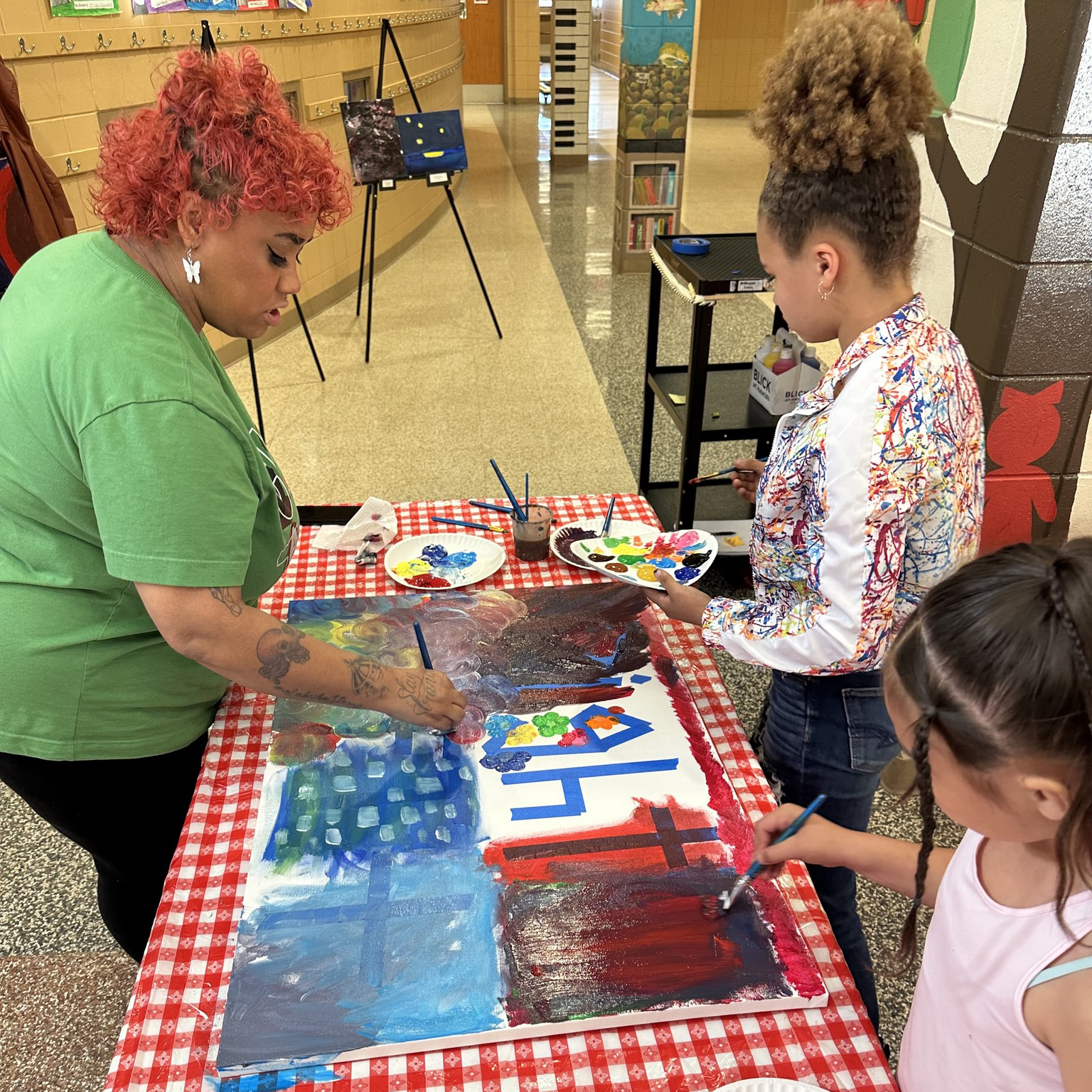 Students working on an art project