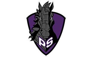 phs logo grey horse head with purple background