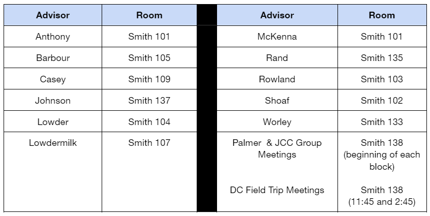 advisory day locations