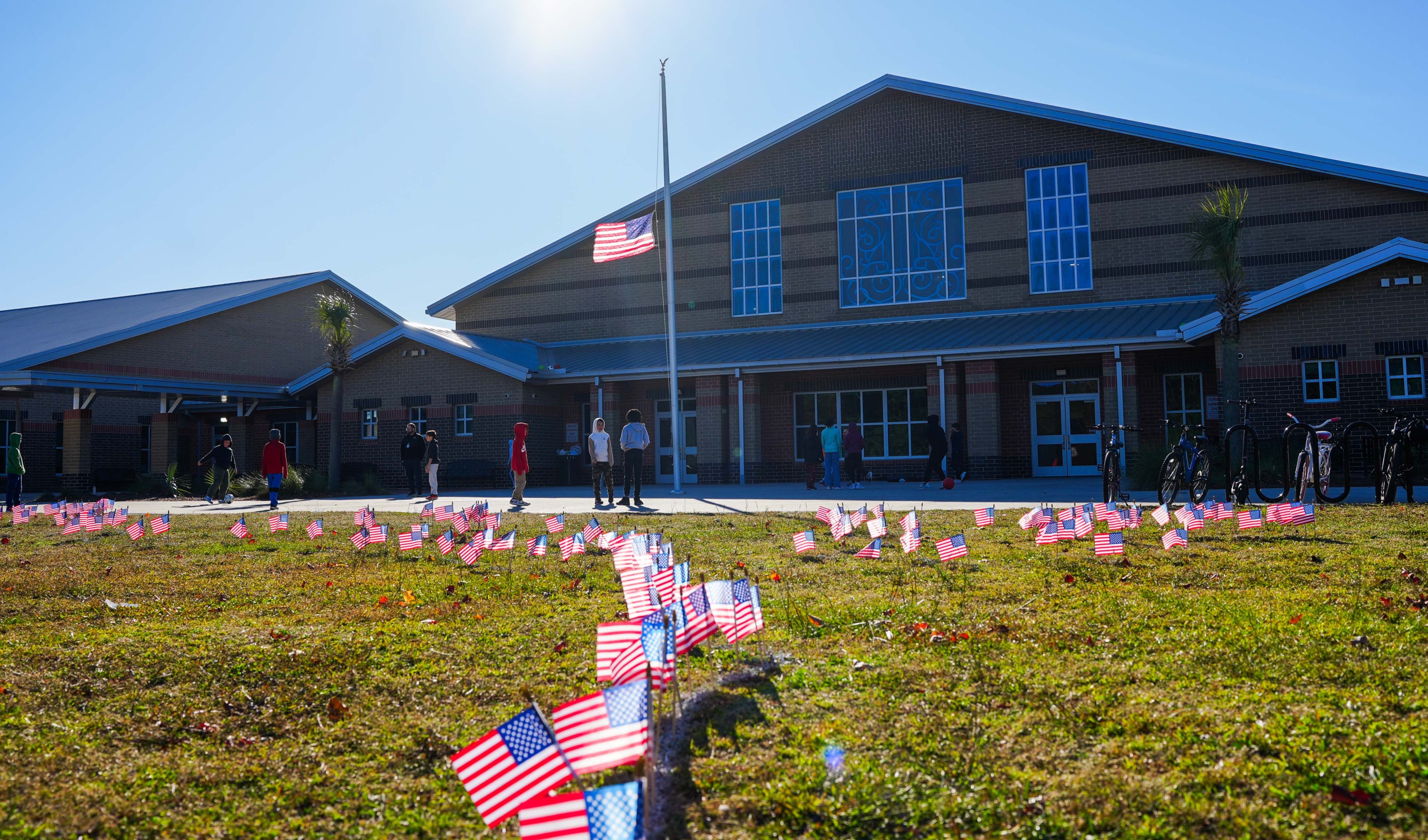 PSM with flags out in front