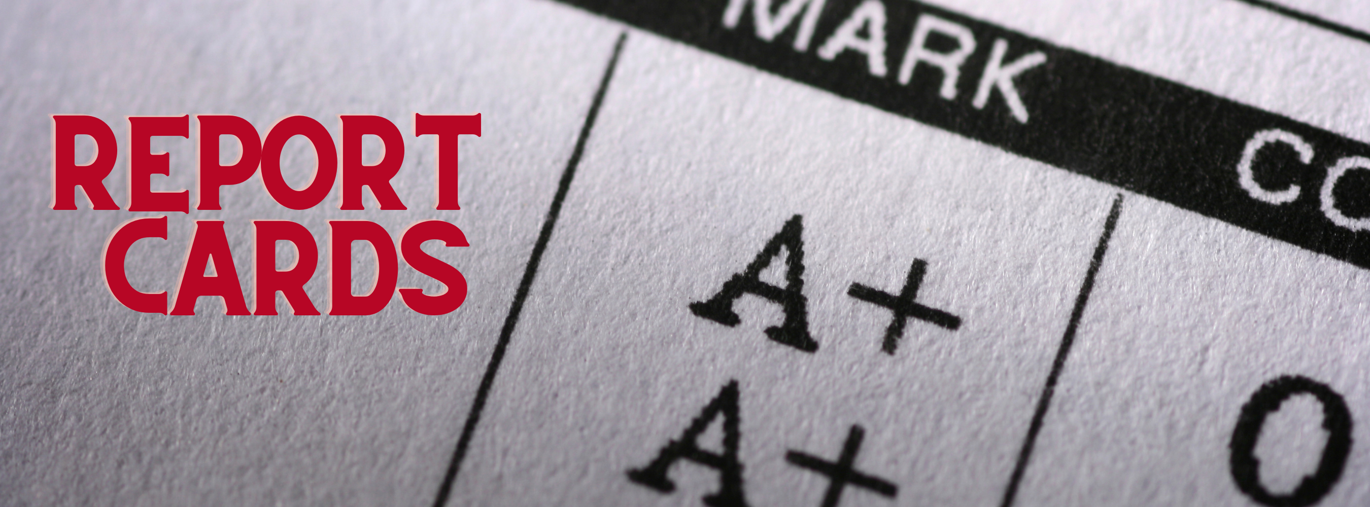 background is a report card and title is report cards 
