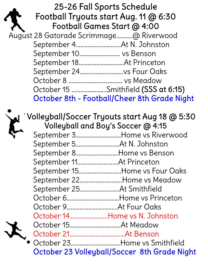 Fall sports schedule