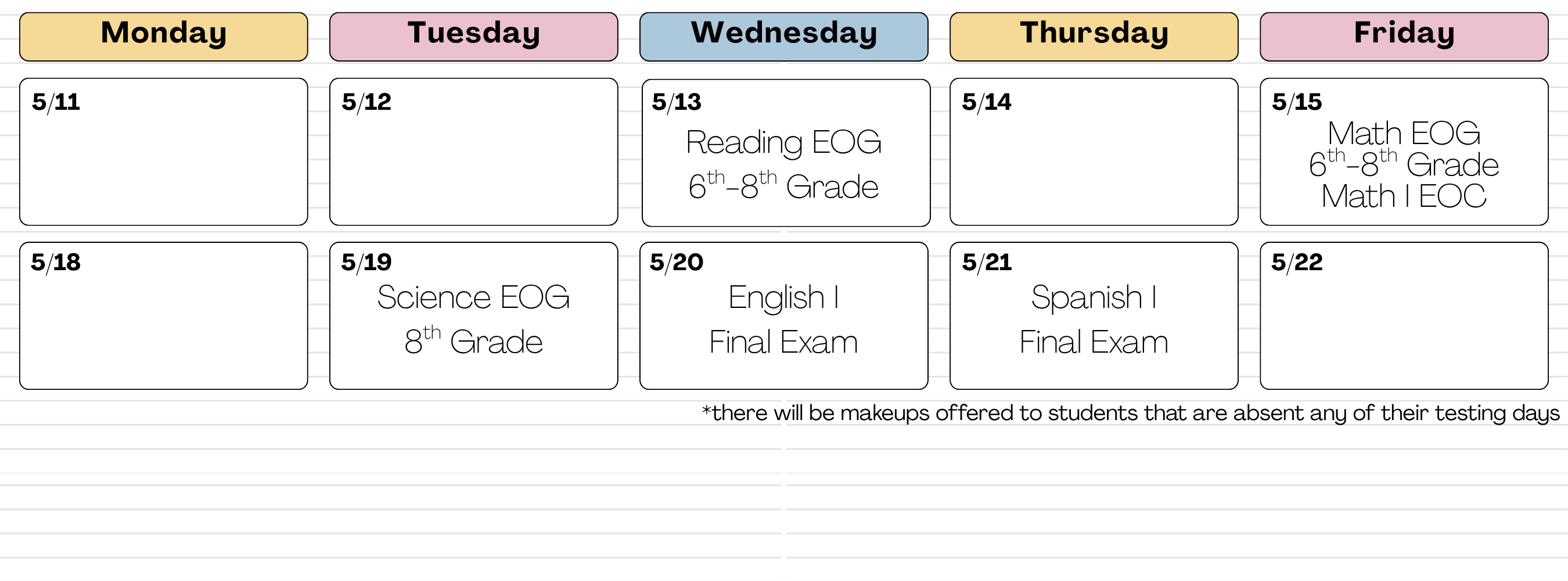 TestingSchedule