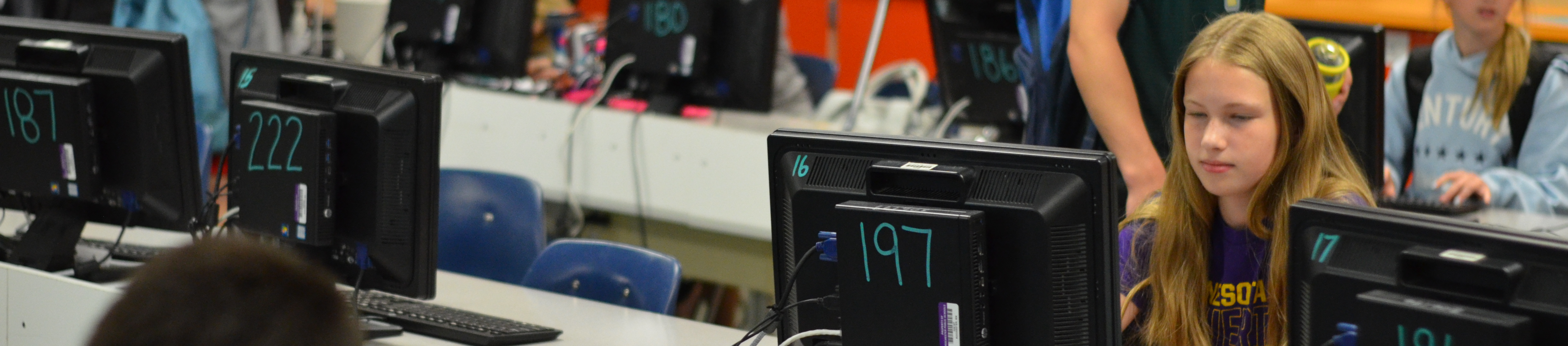 Students using computers for a research assignment in the Computer Lab