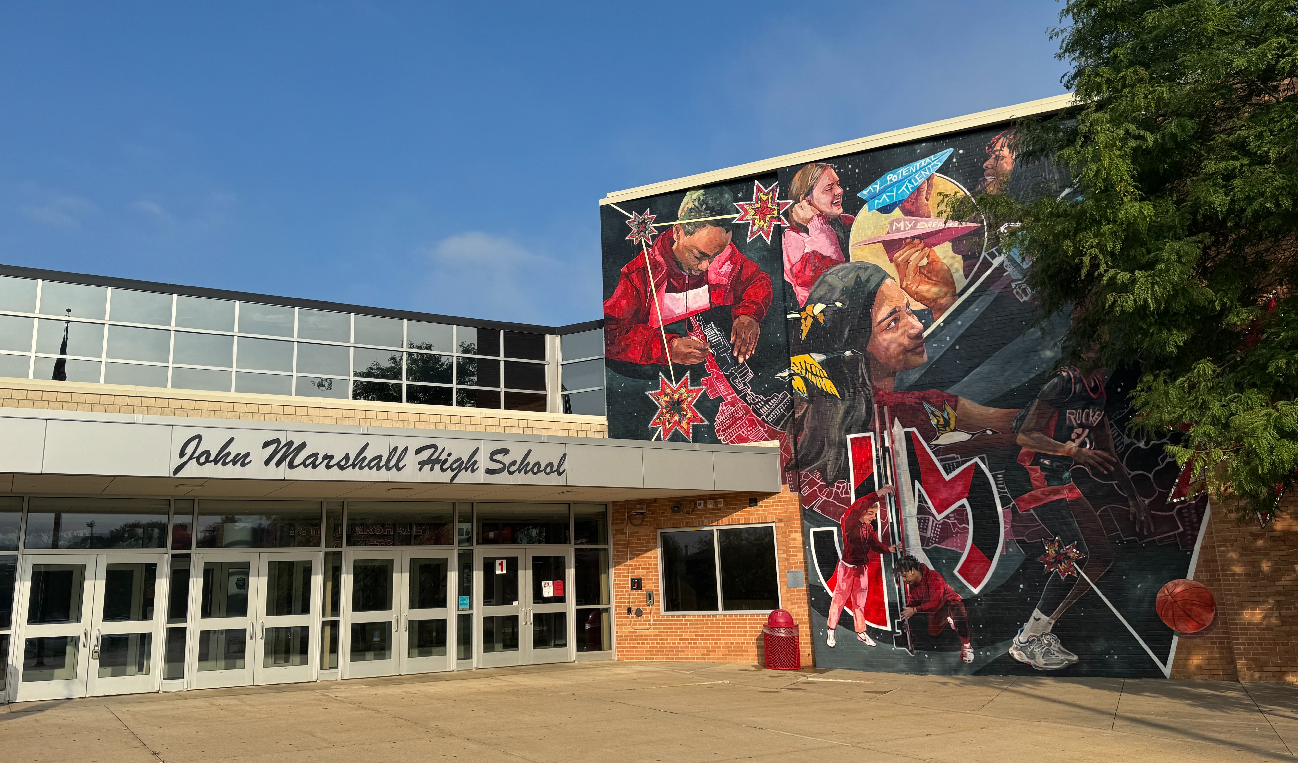 Exterior of John Marshall High School Front entrance