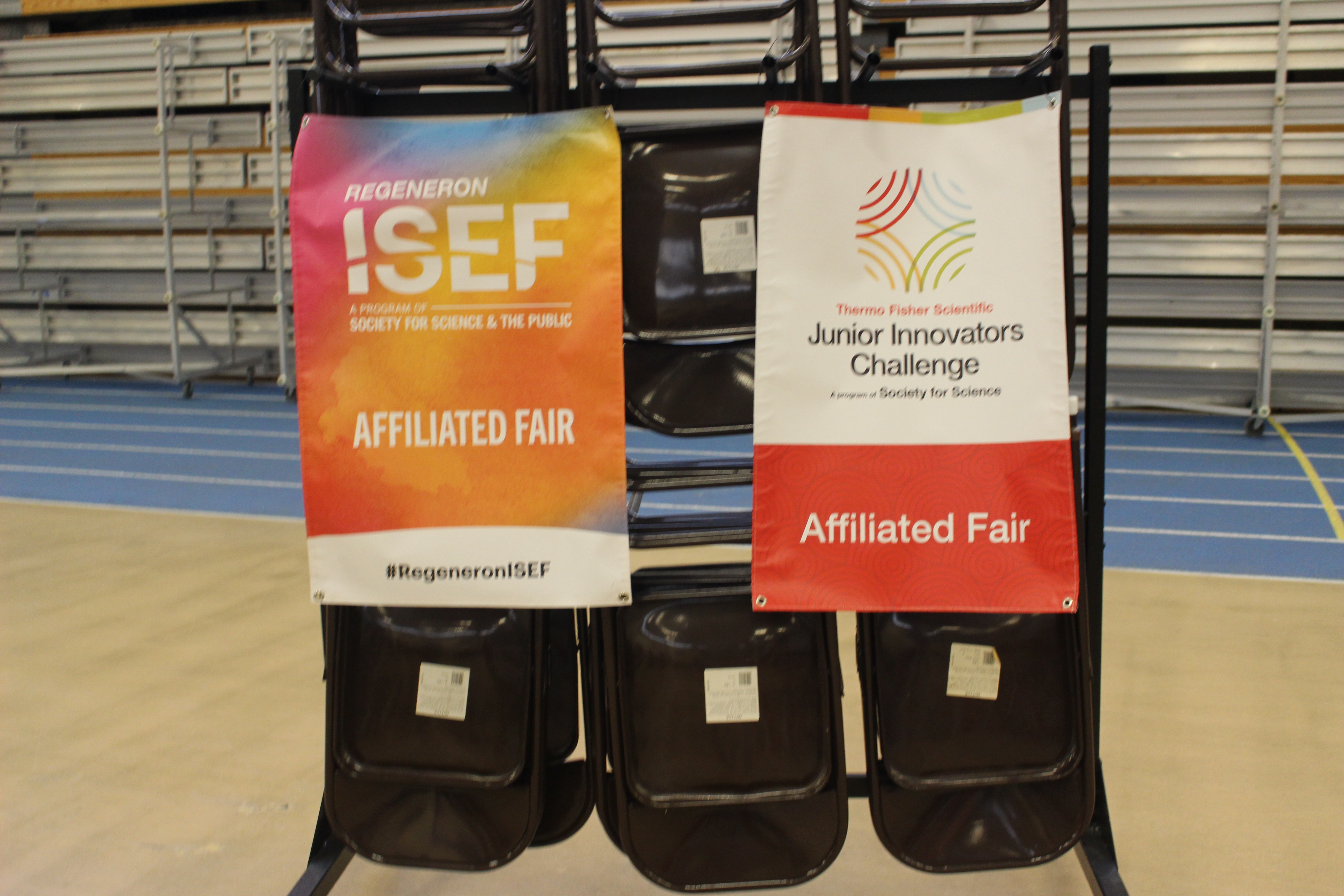 two baners, ISEF Affiliated Fair and Junior Innovators Challenge Affiliated Fair