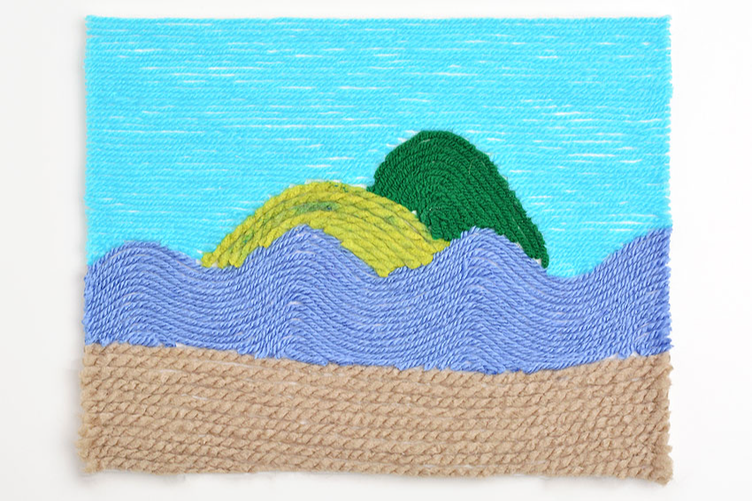 yarn art featuring hills