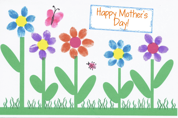 mothers day in text with drawn flowers