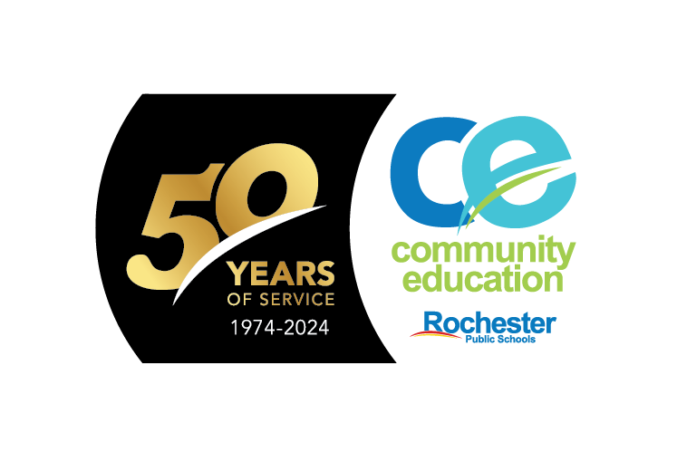 50 years of service 1974-2024. community education. rochester public schools.
