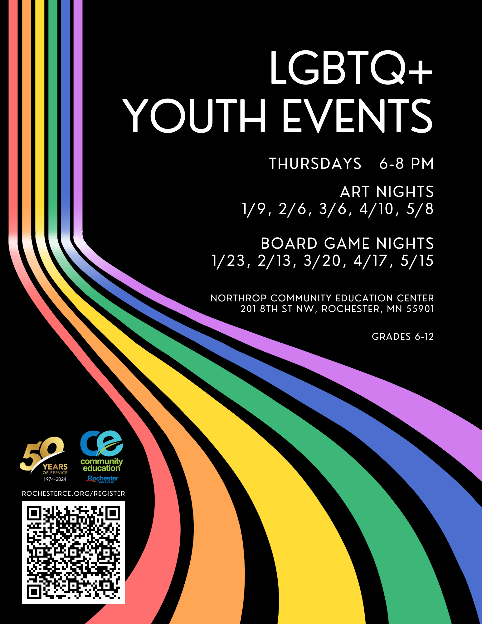 Flyer for LGBTQ+ activities