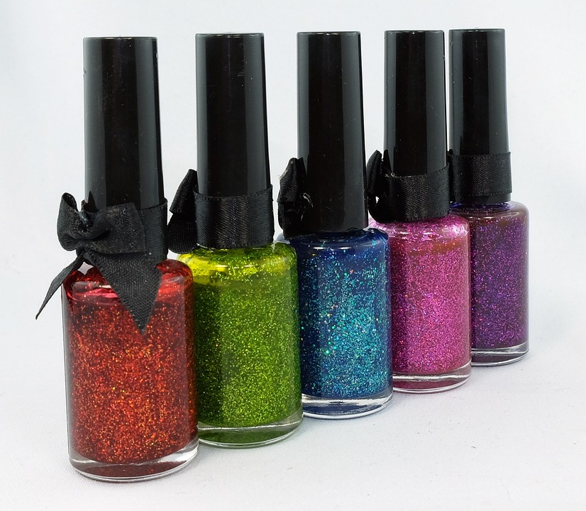 bottles of glittery nail polish