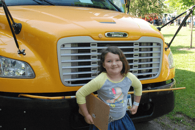 young girl bus