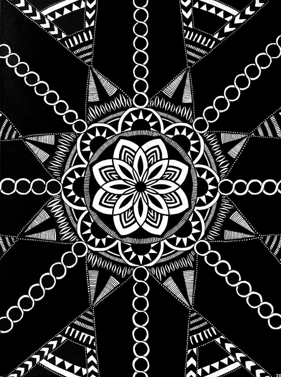 black and white mandala