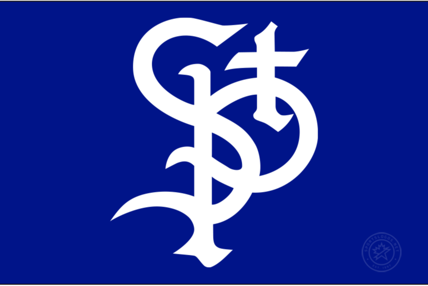 saints logo intertwinded cursive "s", "p", and "t"