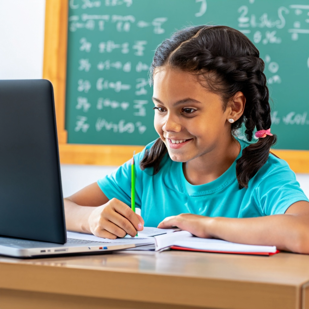 Child with Computer writing paper