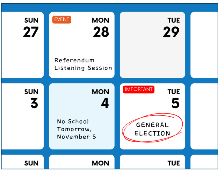 Calendar image showing general election date of november 5