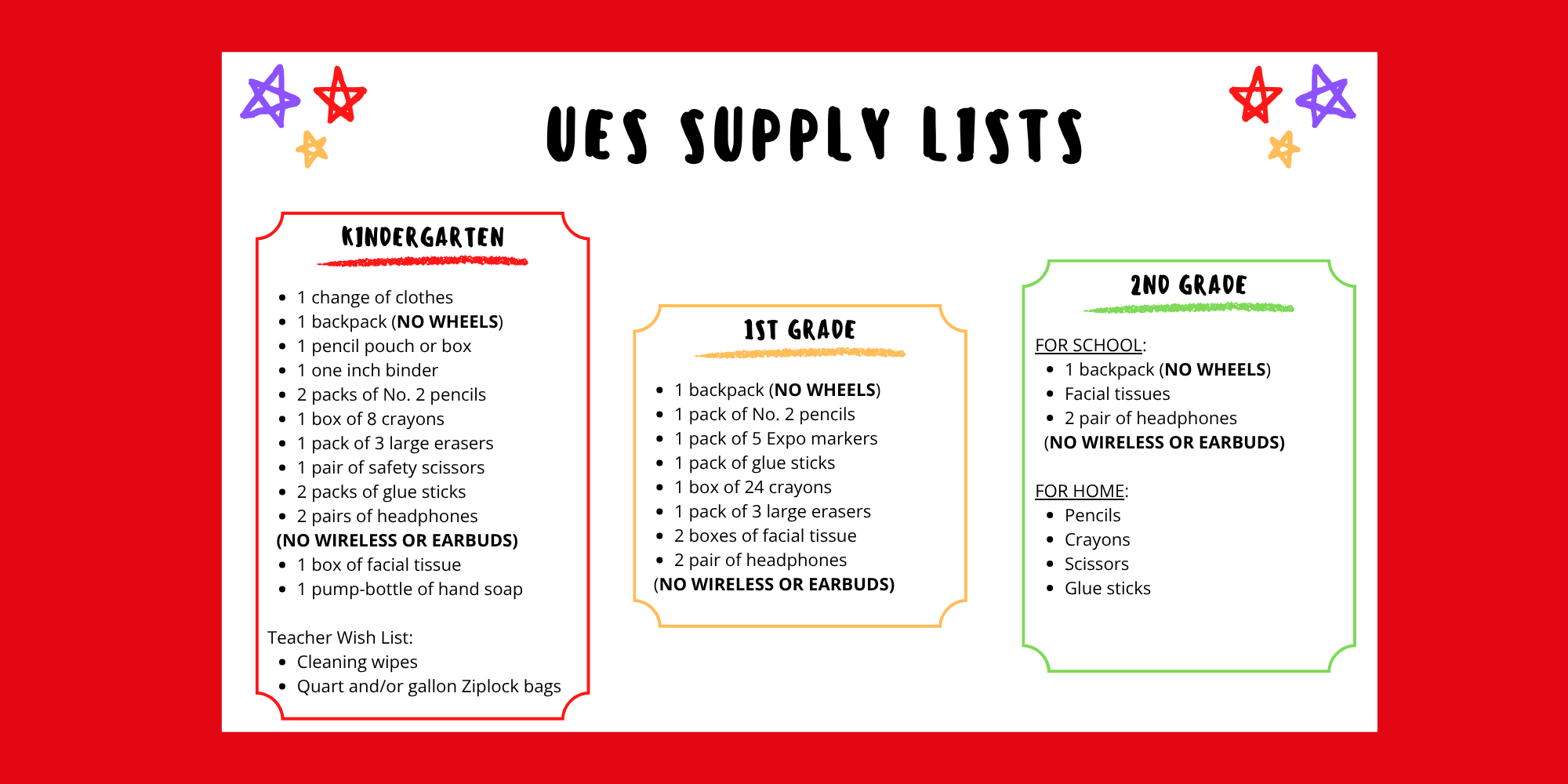 UES supply lists