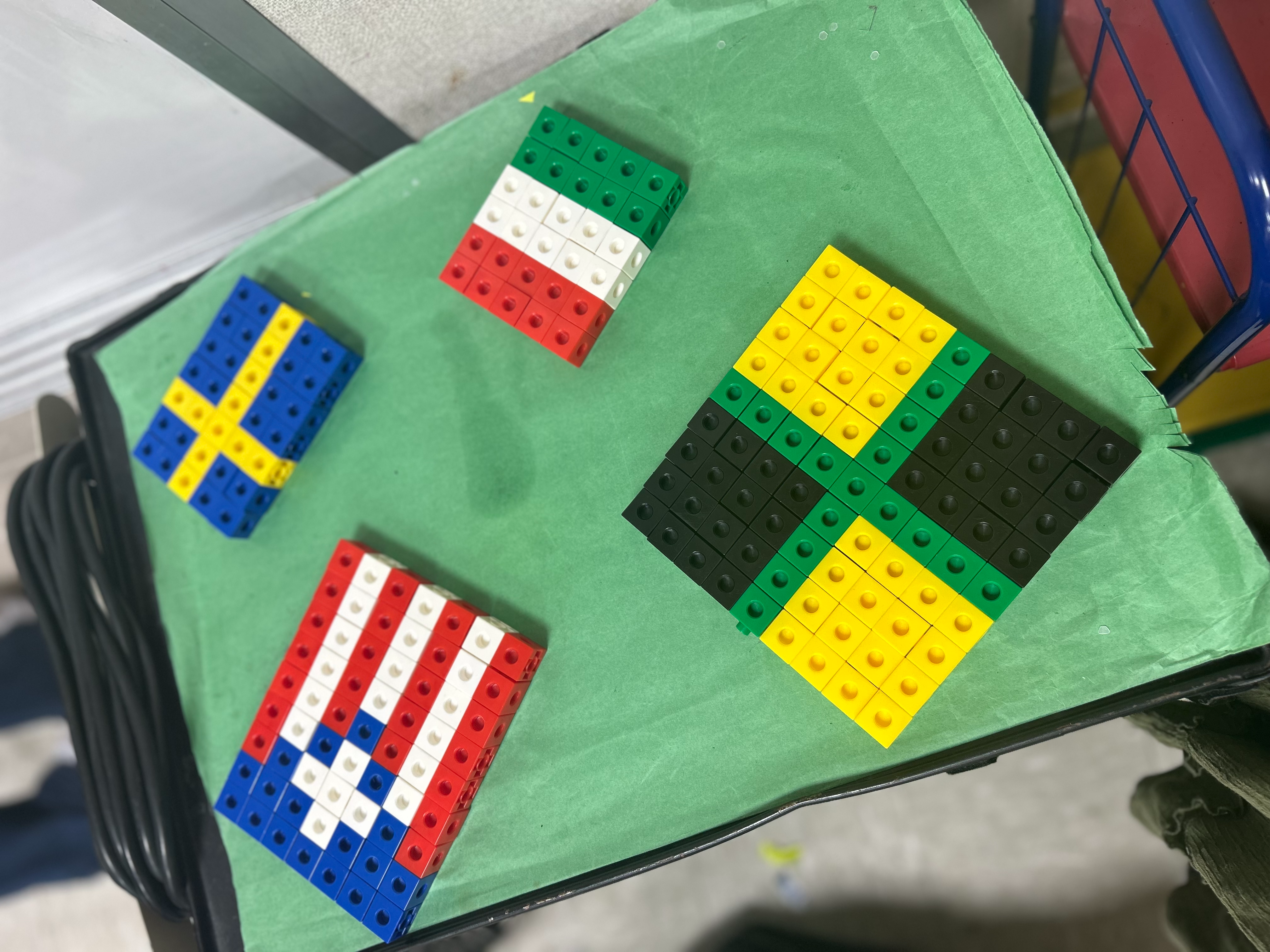 image of math manipulatives used by students to create country flags