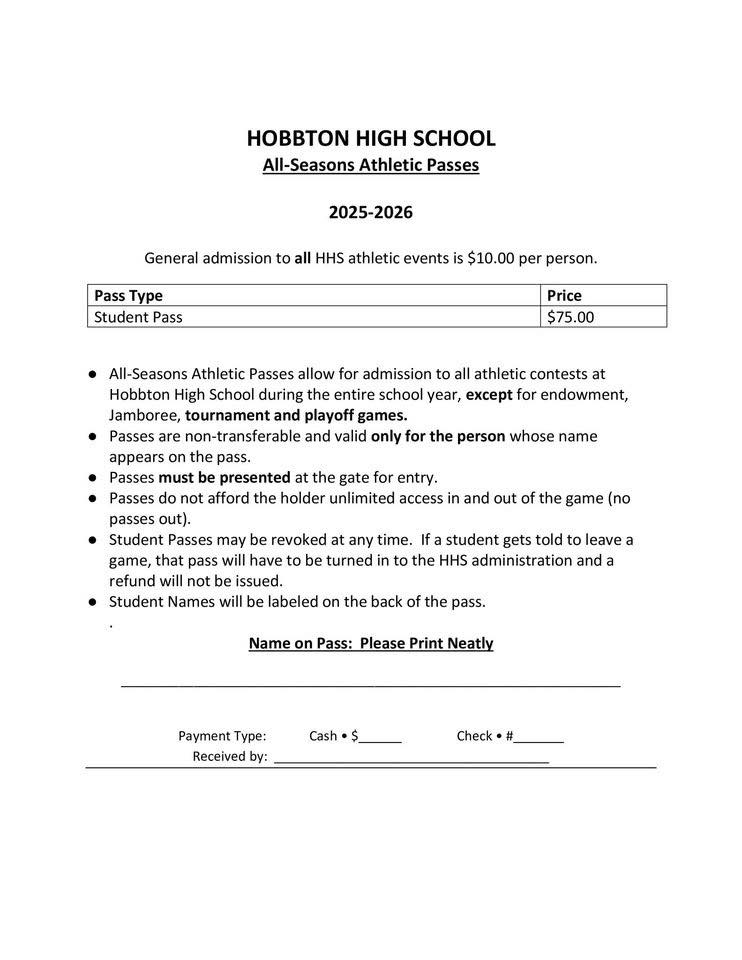 Student Season Athletic Pass