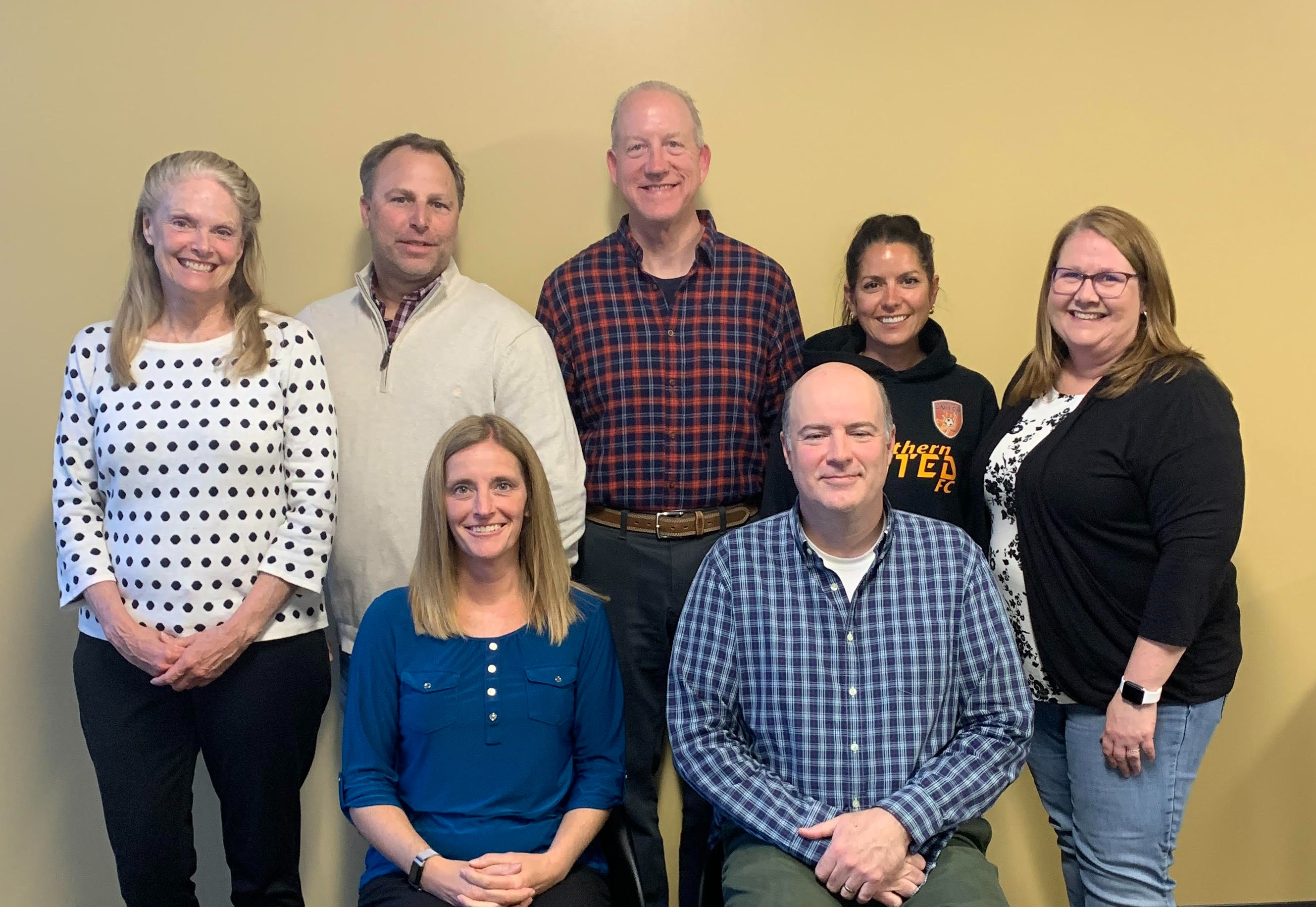 D12 Board of Education Members: Cathy Neiss, Jim Barrett, Mark Majercik, Corrie Eastland, Meghan Michel, Val Klos, and Tom Oeffling