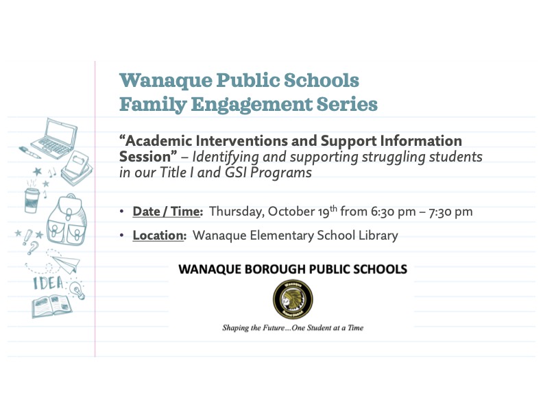 Family Engagement Series Wanaque School District