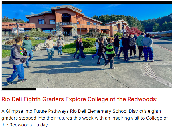 Rio Dell Eighth Graders Explore College of the Redwoods: