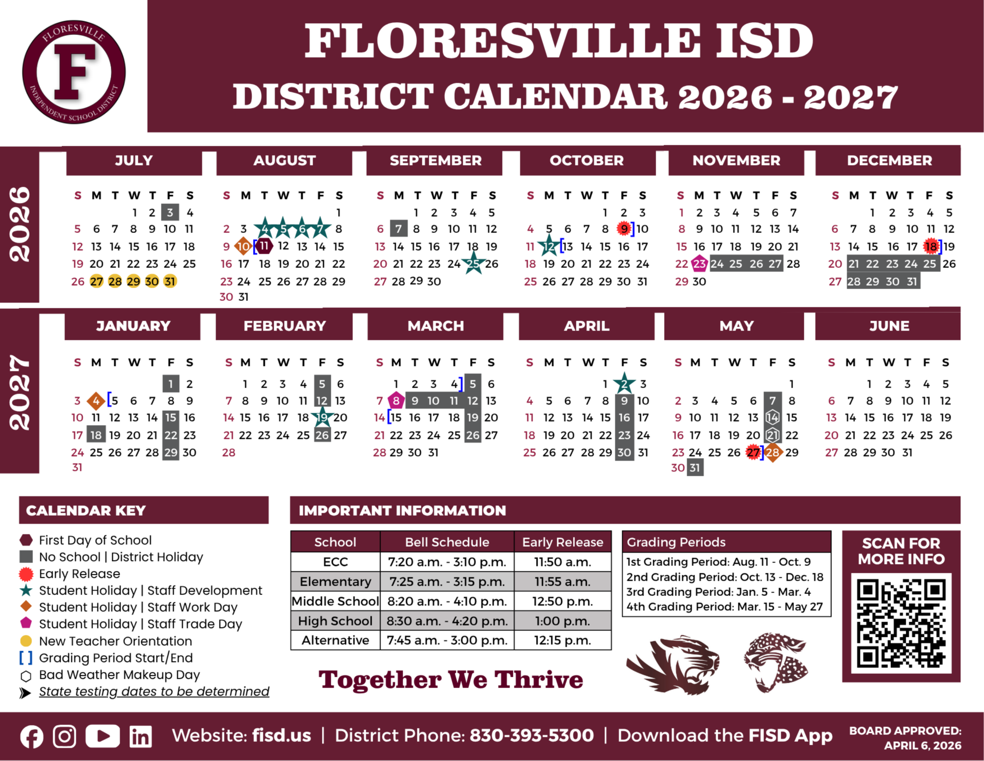 2026 - 2027 Calendar