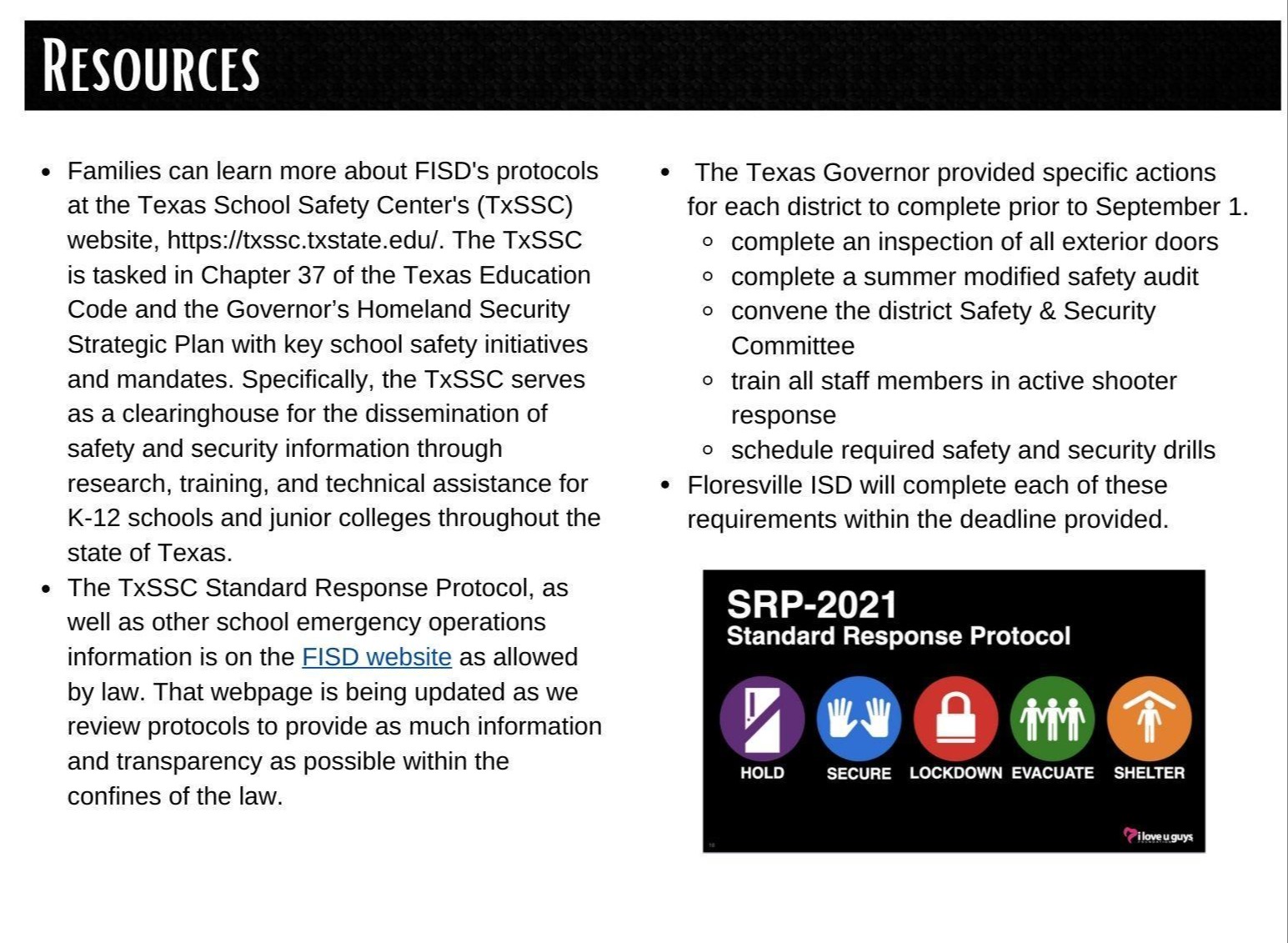 Overview of FISD Safety Measures