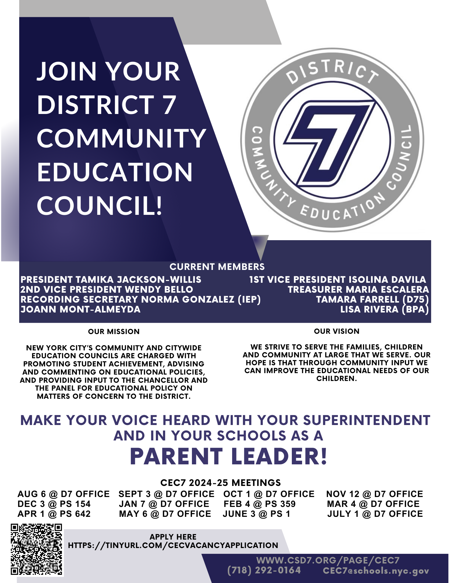 Join your Community Education Council for District 7!