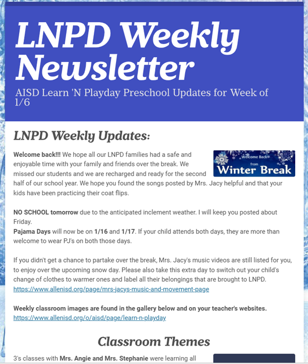 LNPD Newsletter 1-6-2025