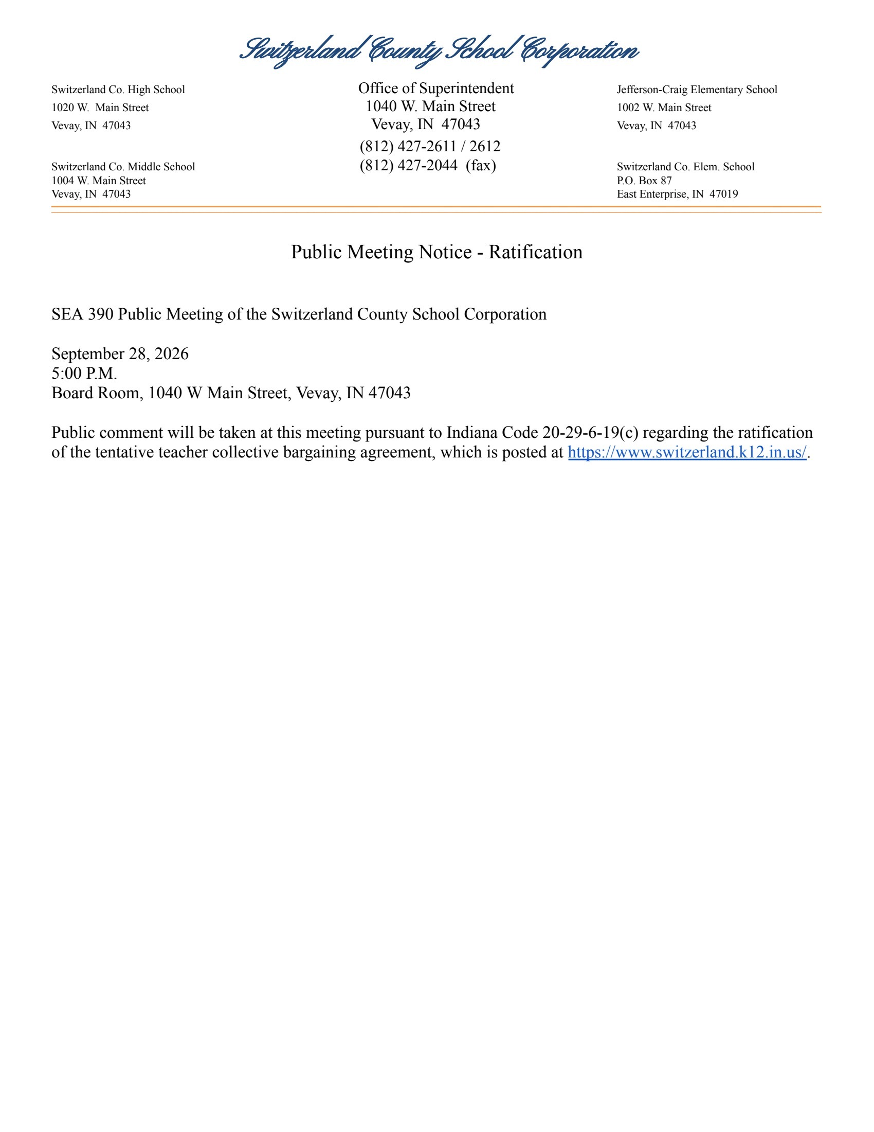 Public Meeting Notice-Ratification 9-28-26