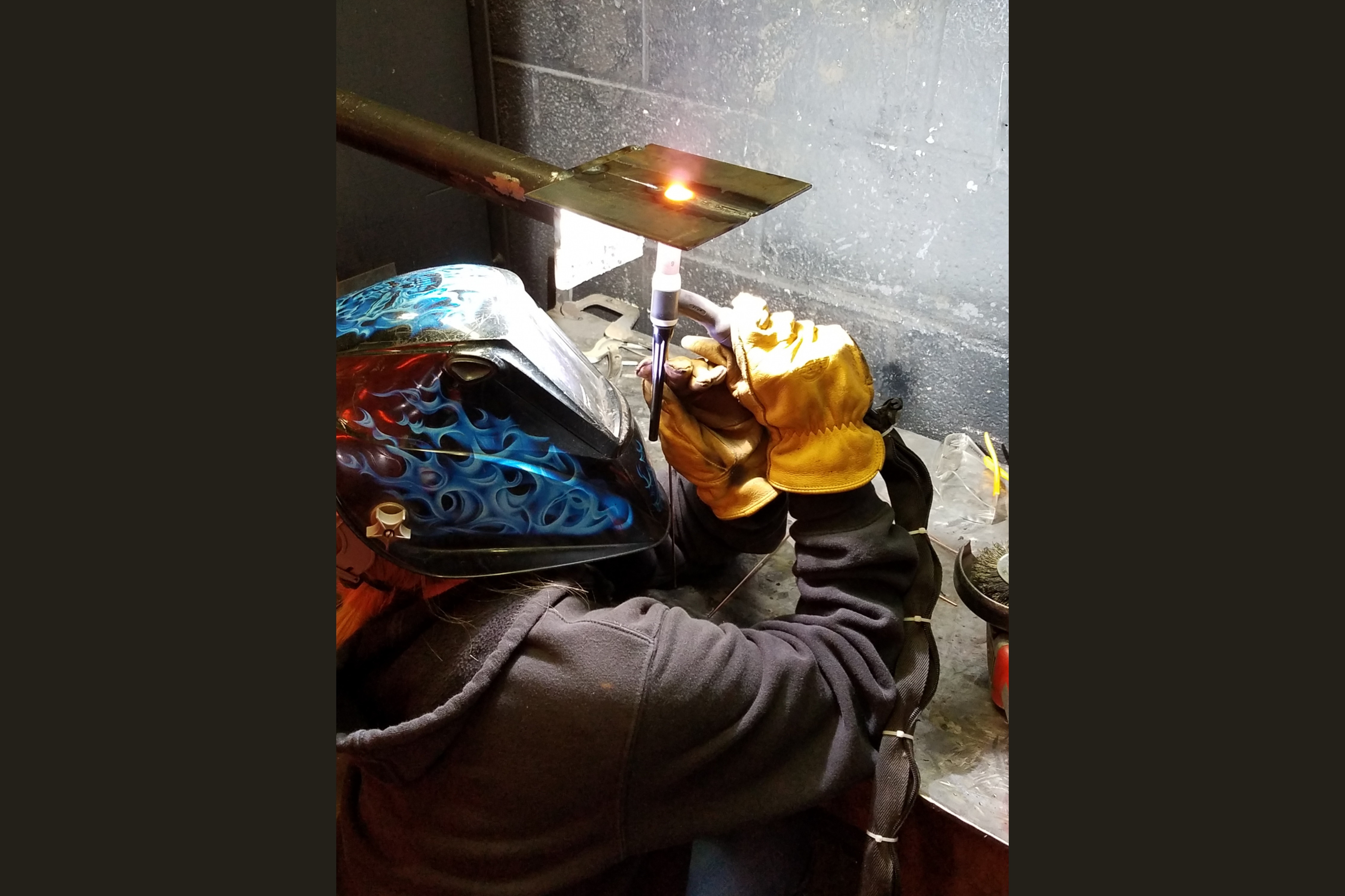 Student welding