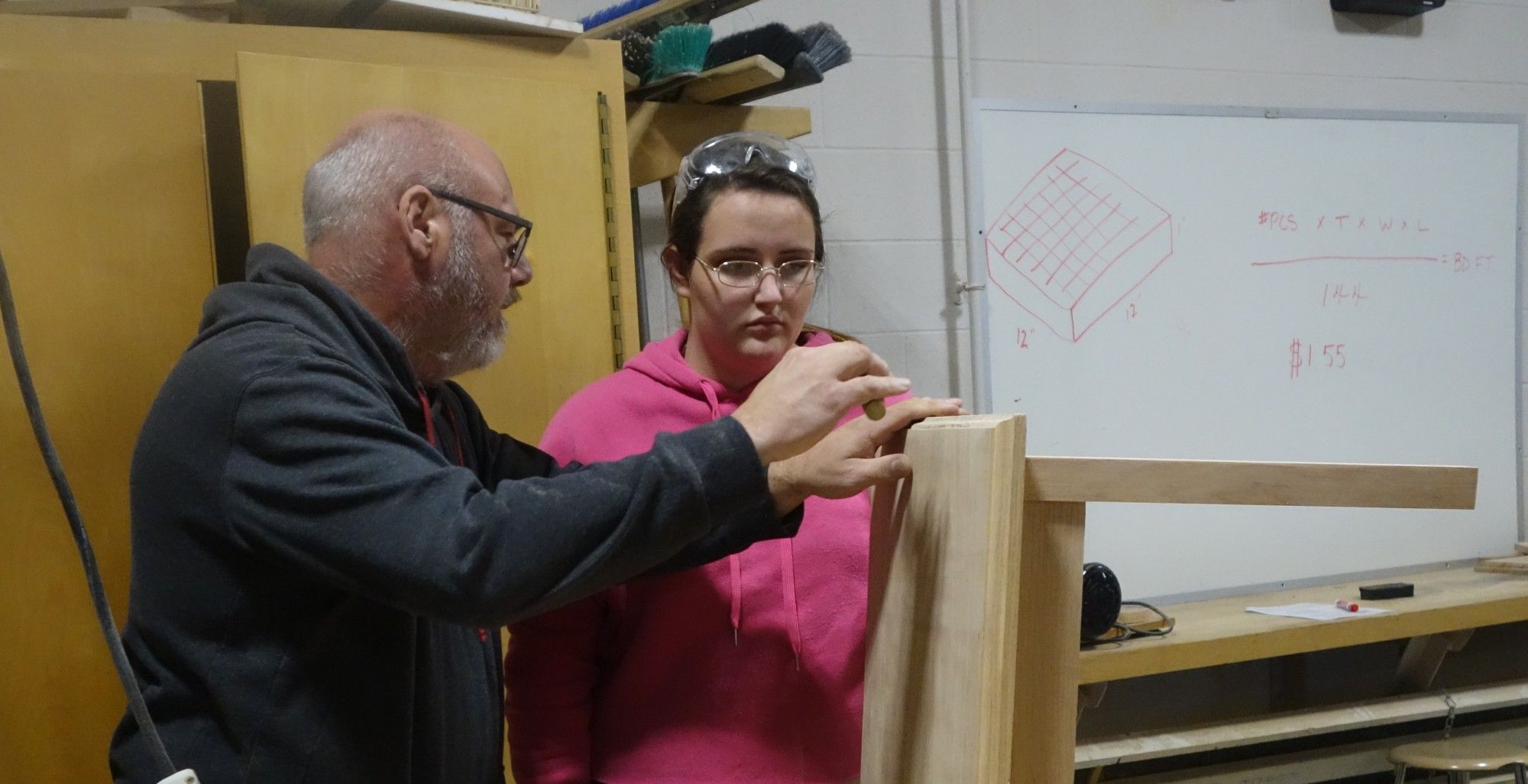 With their new instructor, Mr. Lacko, students spend the early weeks of MFG class working on their first project, an end table, while learning skills that can be employed throughout their lives.
