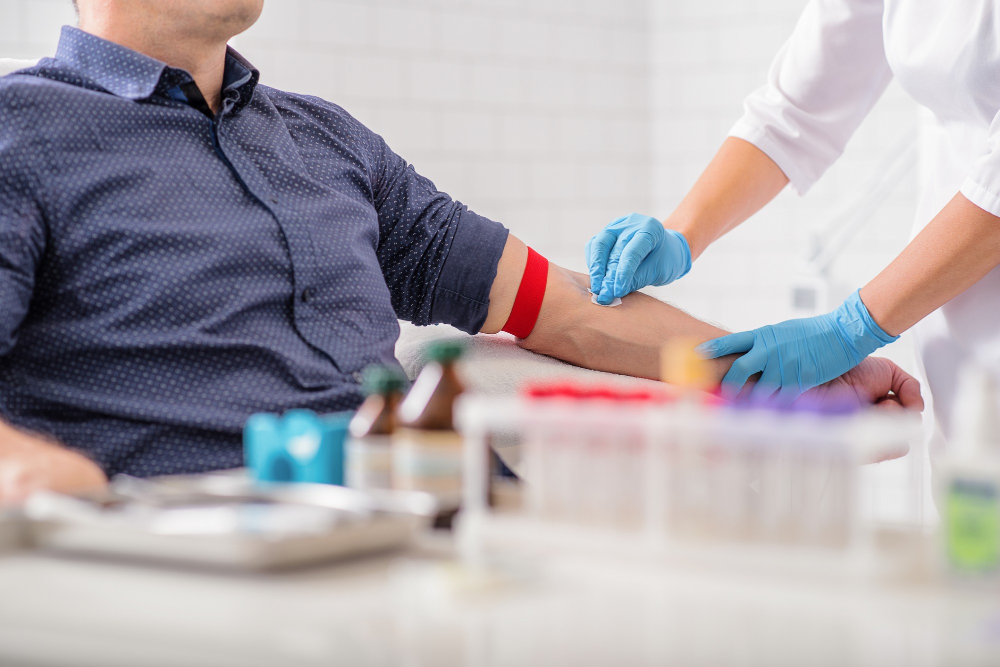 Man having his blood drawn