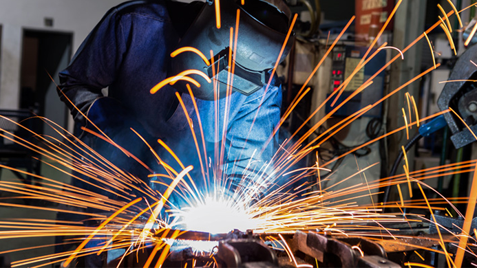 sparks flying while welding