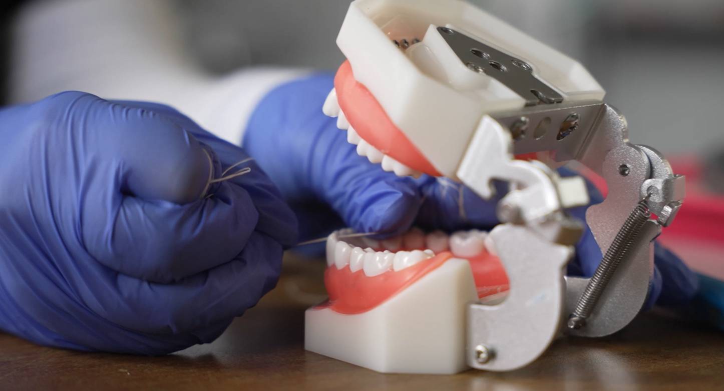 dental assistant checking teeth