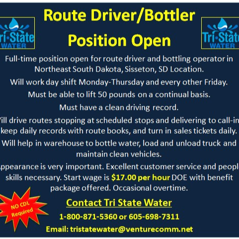 tri state water route driver bottler