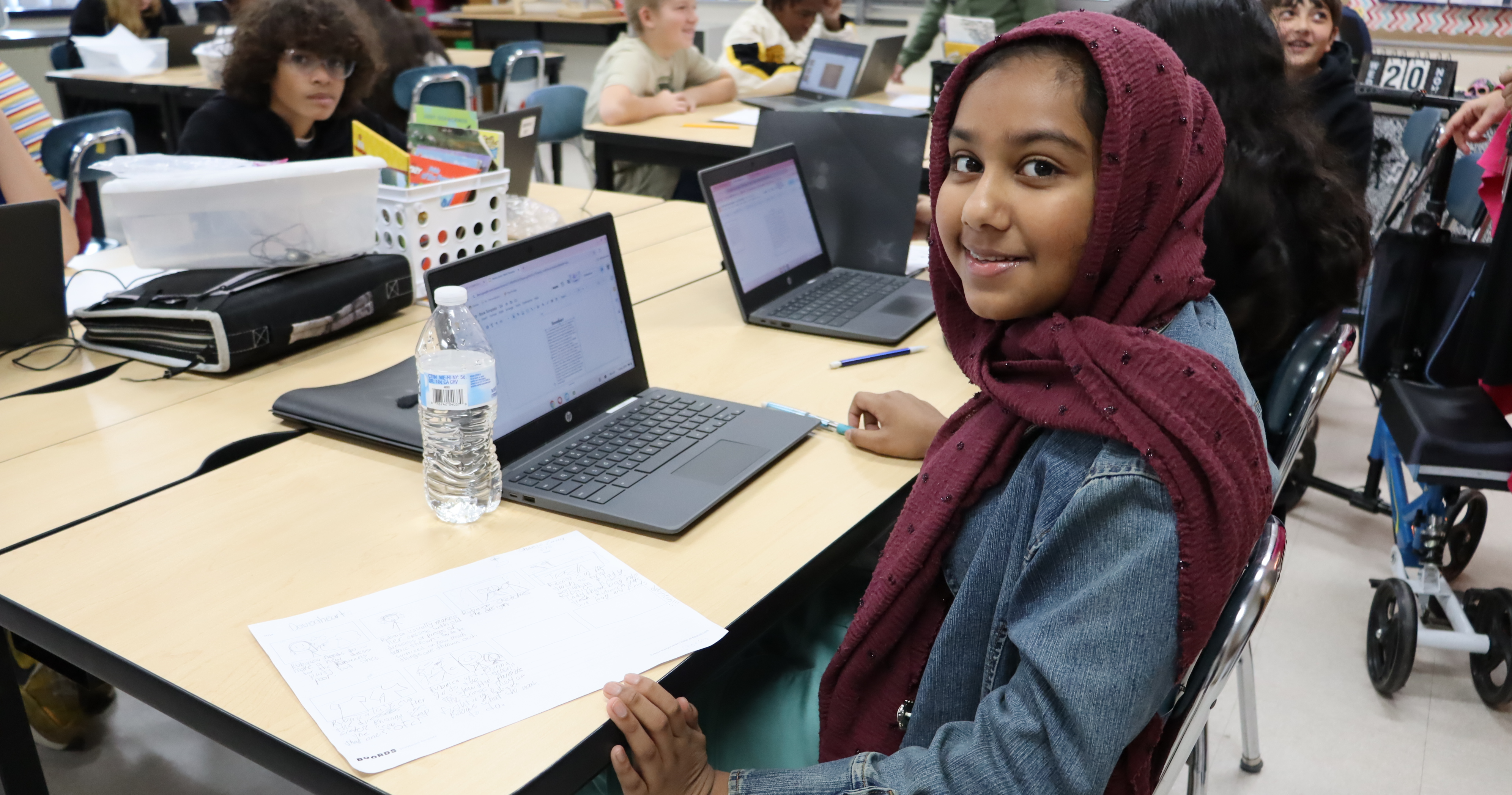 A student working at a computer