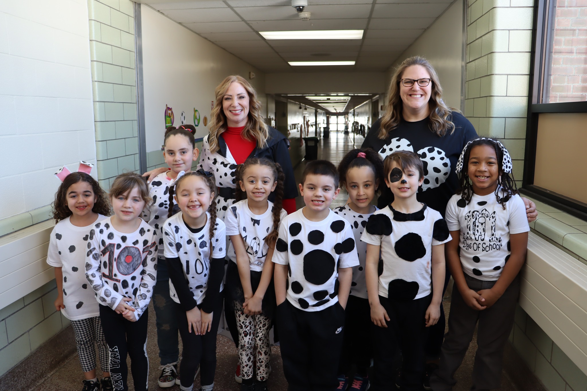 Elementary students dressed as dalmations