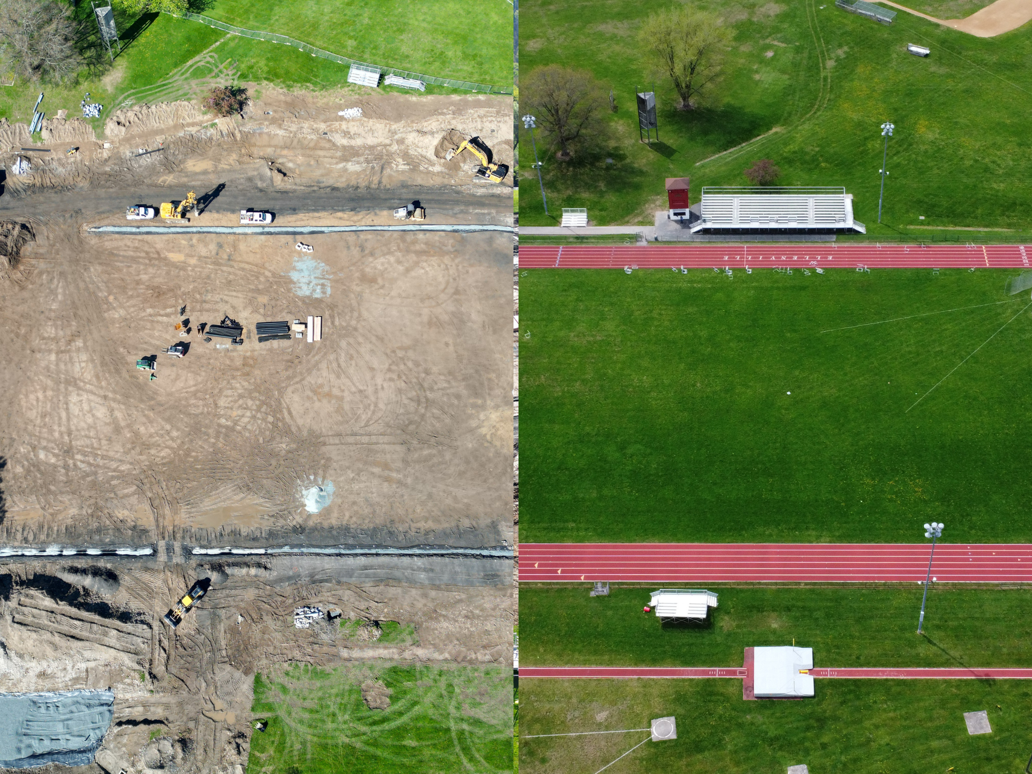 Field under construction and renovation