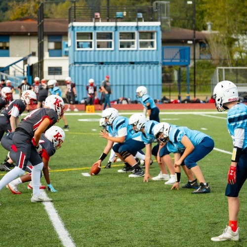 Football players on the field.